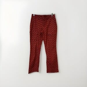 Vintage Lauren Ralph Lauren Paisley Cargo Pants Womens Size 4 Boho Y2K Red Indie